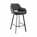 Seatsolutions 26 in. Aura Gray Faux Leather & Black Metal Swivel Counter Stool SE3321528